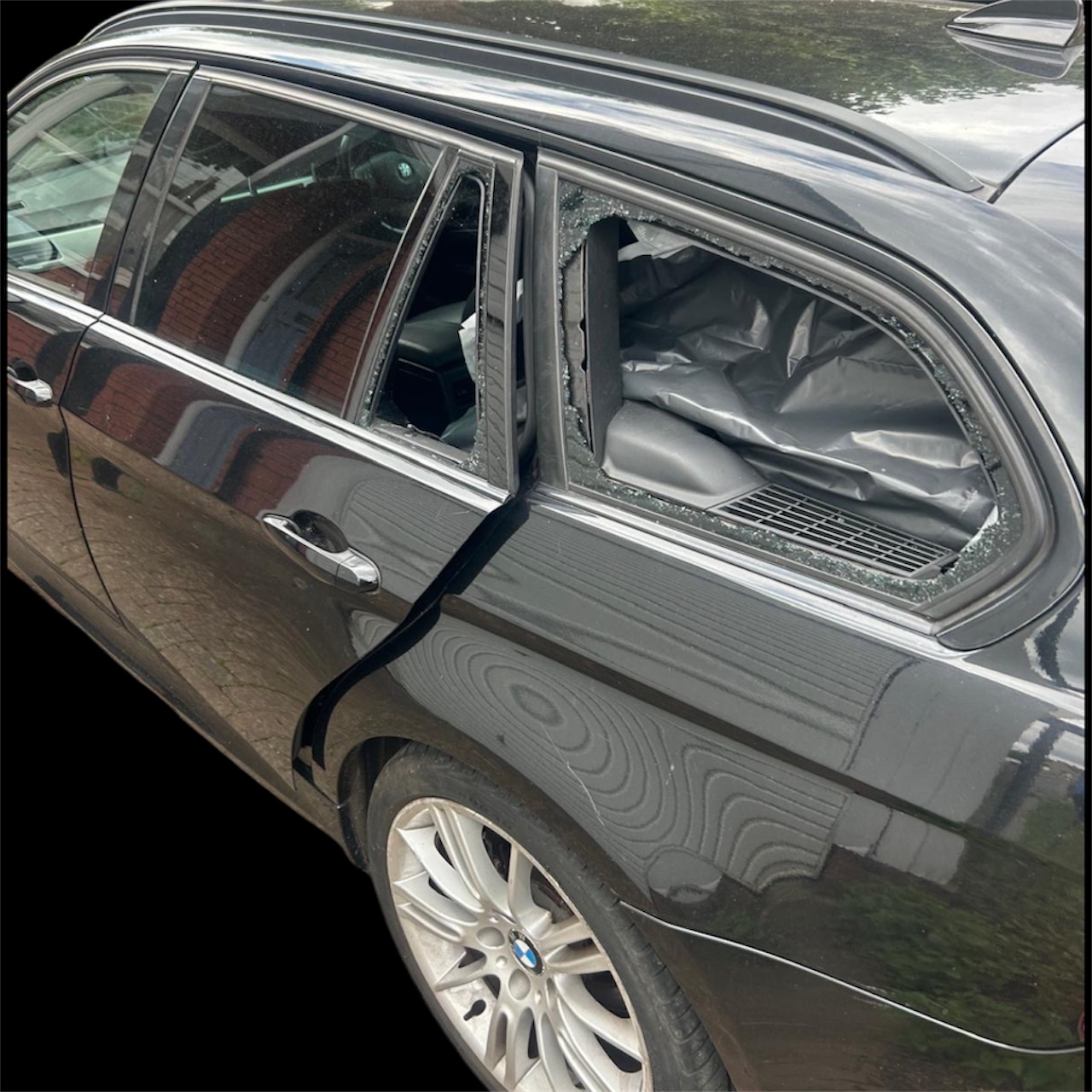 Before - Damaged glass